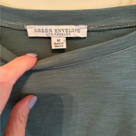 Green Envelope Teal Short Sleeve Top - Picture 4 of 5